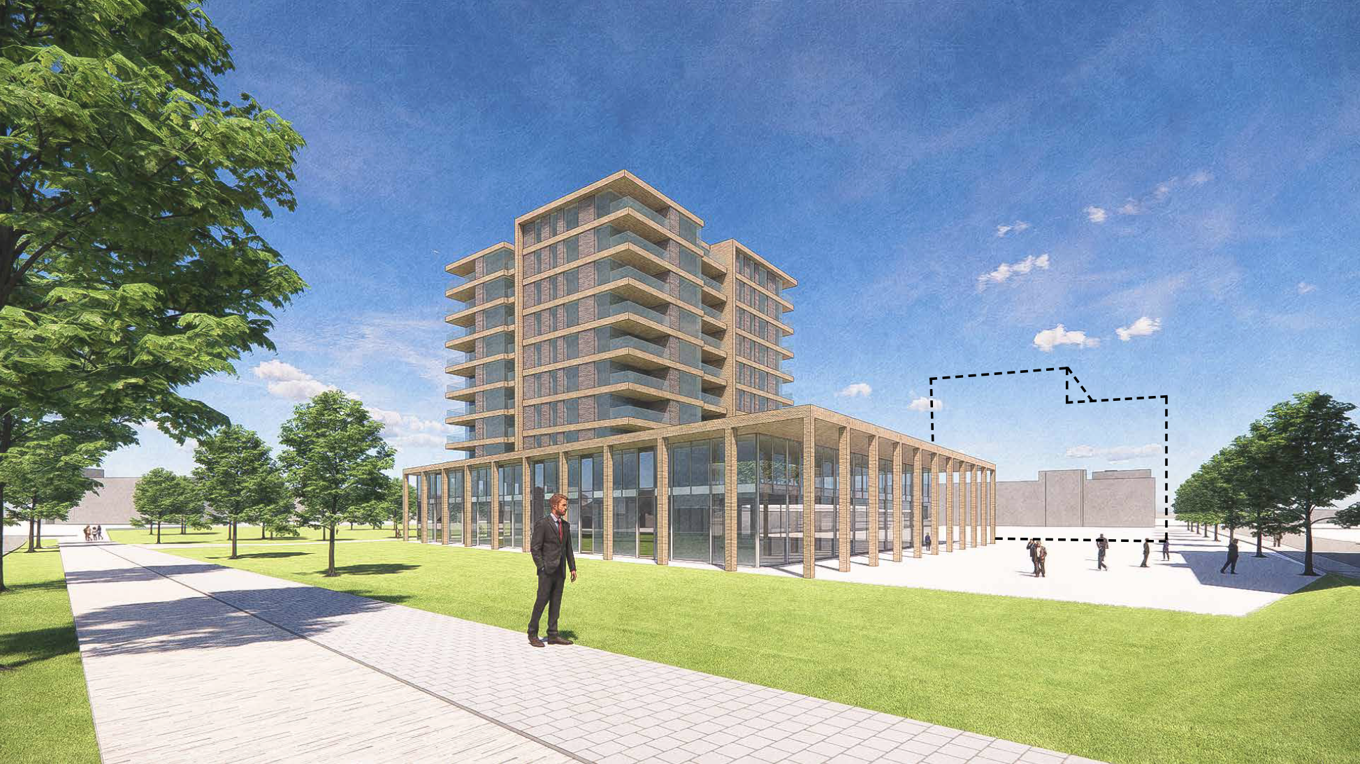 Impressie nieuwbouwplan (Nov2025) gezien vanaf kruispunt Hoornselaan-Wagenweg